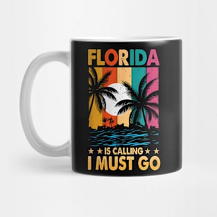 Florida Is Calling I Must Go Palm Trees Beach Mug